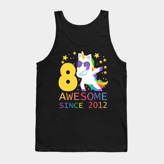 8 Years Old 8th Birthday Unicorn Dabbing Shirt Girl Party Tank Top by chouayb